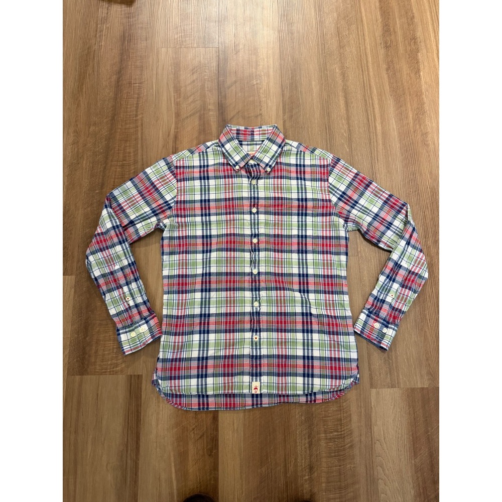 Brooks Brothers Red Fleece Shirt Mens S Multi-Color Plaid Button Down Cotton